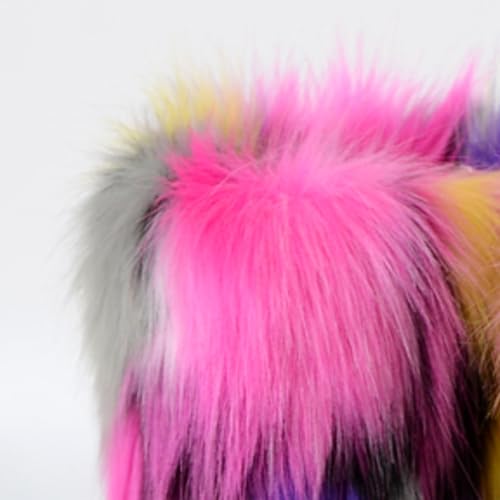 LLTMALL Girl's Slip-On Ankle Snow Boots Colorful Fluffy Fur Lined Winter Booties4