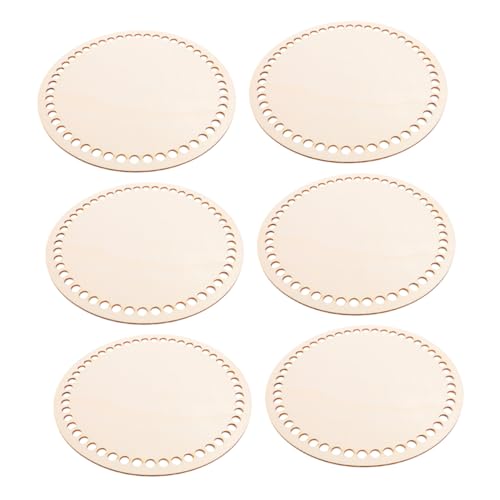 Lurrose 6pcs Round Weaving Basket Crafts Basket Base Unfinished Base for Crafts Weaving Basket Base Unfinished Weaving Base Knitting Crafts Base Crochet Round Base Basket Bottom Beige Wood