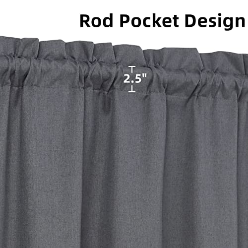 Glowsol Kitchen Valance Window Curtains Valance Cafe Curtains Half Window Treatment For Bedroom Short Blackout Valance Curtains With Rod Pocket Small Valance Curtain For Nursery, 52Wx15L, Grey #TOP1