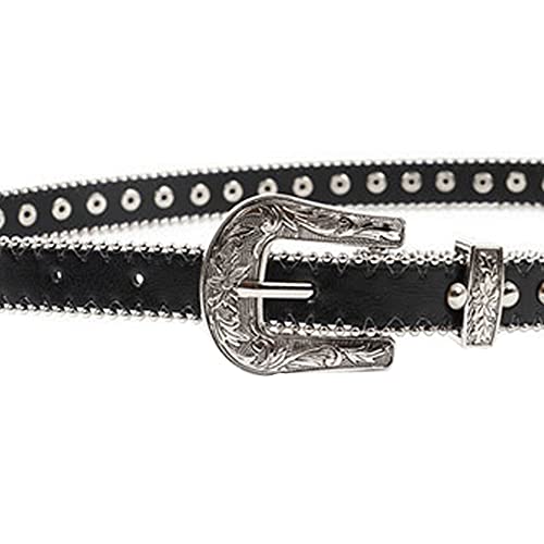 Women's Leather Belt Fashion Skinny Dress Belt Vintage Western Studded Waist Belt4