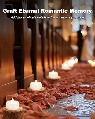 Image of merrynights LED Candles, Tea Lights Candle Battery Operated, 50-Pack 200+Hours Flameless Tealight Candle, Realistic Tea Lights for Halloween Christmas Wedding, Pure White Light