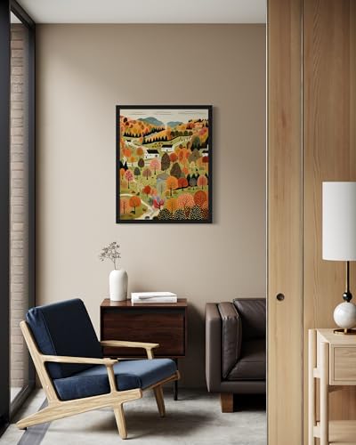 Fall-Landscape-Wall-Art-Poster-Print-Scenery-Landscape-American-Folk-Art-Naive-Painting-Decor-Gallery-31-Fall-Landscape-8-x-10-inches-Unframed Fall Landscape Wall Art Poster Print Scenery Landscape American Folk Art Naive Painting Decor Gallery 31 Fall Landscape 8 x 10 inches Unframed