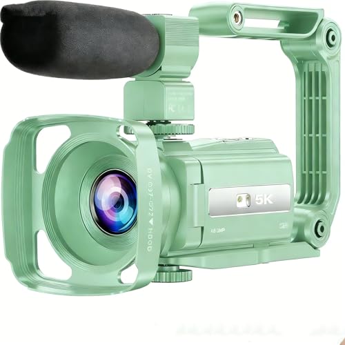 Image of Video Camera, 5K Camcorder UHD 48MP WiFi Vlogging Camera for YouTube IR Night Vision Anti-Shake 16X Digital Zoom 3 inch Touch Screen Camera with Microphone,Handheld Stabilizer,Lens Hood,Remote,2 Batteries