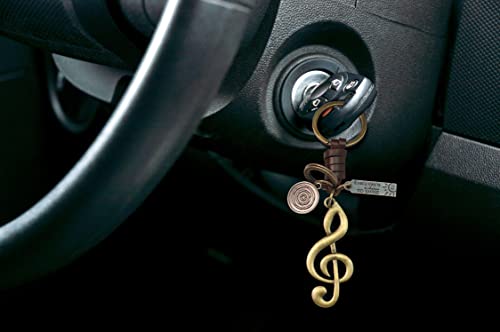 Aupra Music Note Keychain Gift Idea Women Men Leather Musical Keyring Girl Boy Friendship Small Surprise Present Home Car Key Chain Ring… #TOP2
