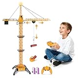Charmofun Gru a Torre Telecomandata, 128 cm 2,4 Hz Grue Radiocomandata Filoguidata 6 Canali, Cantiere Telecomandato, RC Ingegnere del Veicolo Ascensore Compleanno Bambini (Kit gru a torre)