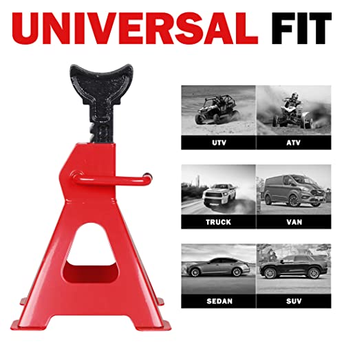 Cartman Car Jack Stands, 3 Ton (6,600 Lb) Capacity Steel Car Lifting Stand, Self-Locking Ratcheting Jack Design For Quick Adjustment, Automotive Jack Stand Sets For Suv Mpv Truck Rv, 1 Pair #TOP5