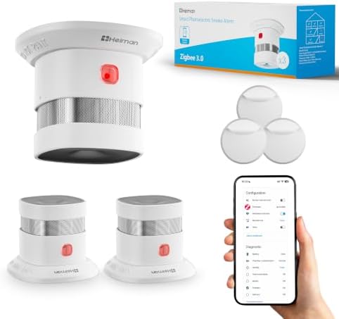 Heiman Zigbee Rauchmelder mit Temperaturüberwachung in HA, HS1SA-E Plus | Smart für Home Assistant ZHA & Z2M, Zigbee 3.0 Hub erforderlich, 5 Jahre austauschbare Batterie, Mit Magne