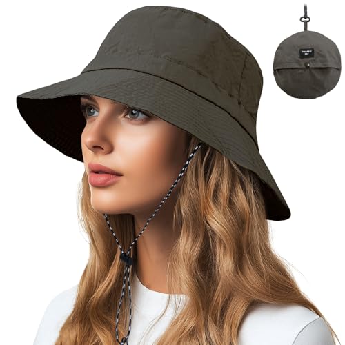 Image of NPQQUAN Sun Bucket Hats for Woman Men Lightweight Sun Hat Packable Foldable Waterproof Beach Hiking Hat