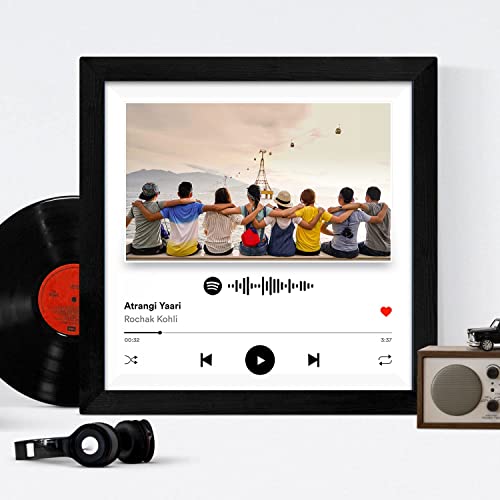 Image of Ritwika's engineered wood Personalized Desk Photo Frame With Customizable Spotify Song And Photo Of Your Choice|Custom Picture Plaque For Your Loved Ones (Table Spotify 9.5 x 9.5 Inch)