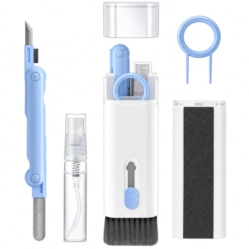 Image of Elfora 7 in 1 Electronic Cleaner kit | Cleaning Kit for iPad | iPhone | Airpods | Monitor Screen | Keyboard | Dust Brush Including Soft Sweep | Swipe | Airpod Cleaner Pen | Key Puller and Spray Bottle
