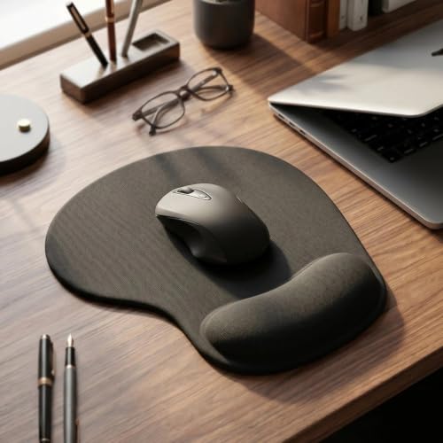 Image of Gaming Mouse Pad with Wrist Support, Ergonomic Wrist Rest for Keyboard & Mouse, Soft Cushioned Wrist Pad for Computer, Laptop, Office, Work, Gaming & Study, Black, 1 Pc