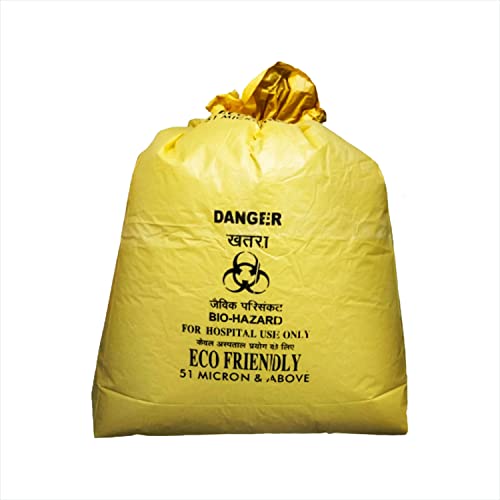 Image of HEAN Bio Hazard Waste Disposal Bags, 20x24 inch, 75 Micron, Bio Medical Garbage Bags (Yellow - 10)
