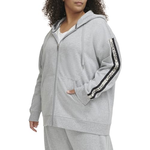 Calvin Klein Women's Plus Logo Elastic Zip Up Jacket3