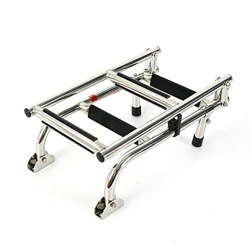 Berkalash - Escalera plegable de acero inoxidable para barcos marinos, 2 + 2 escalones de embarque, escaleras desmontables, escaleras telescópicas portátiles Cover