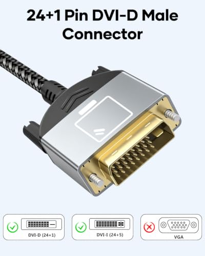 layajia Câble HDMI vers DVI 2m, Câble Adaptateur Bidirectionnel DVI-D 24+1 vers HDMI en Nylon Tressé pour PC Portable, PC, Moniteur, Projecteur, HDTV, PS 4/5 – vue 4