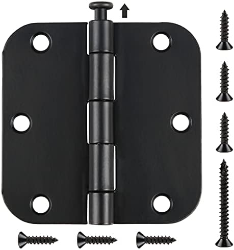 6 Pack Black Door Hinges for Doors 3.5 x 3.5 Inch Interior Door Hinges Matte Black Hinges for Doors 3 1/2 Inches Door Hinge 5/8 Inch Radius Corners Standard Residential Office,Bedroom Door Hardware