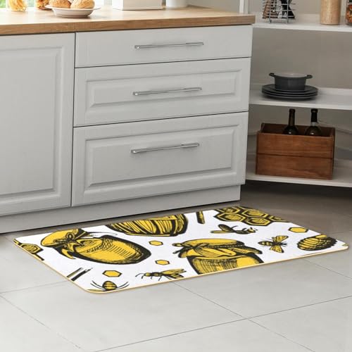 Tapetes de cocina con estampado de abejas amarillas, pack de 2 unidades 7