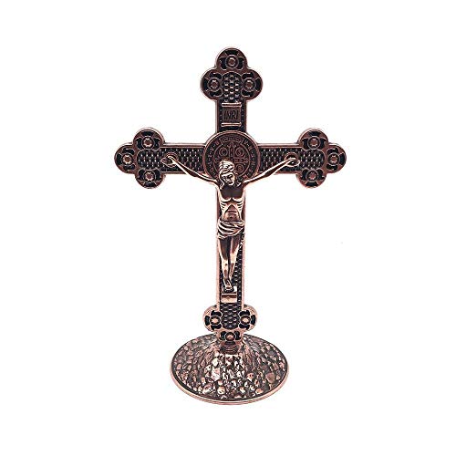 Armazém Católico - Crucifixo de Mesa Medalha de São Bento Cobre 13 cm