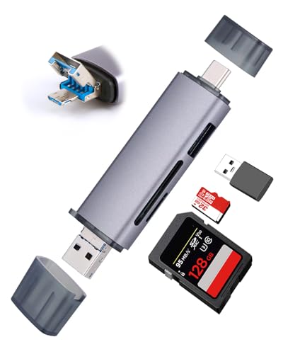 Adaptador de lector de tarjetas de memoria SD 6 en 1 con USB/3.0/Micro/TypeC/TF SDHC SDXC MMC 5Gbps de alta velocidad transferencia de datos tarjetas de cámara de lectura carga de aluminio conectores