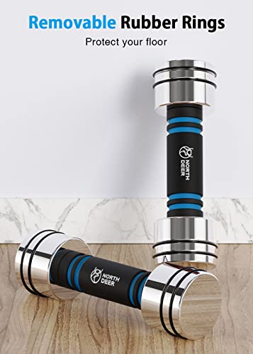 Hand Weight Set Of 2 For Women 5Lb Pair (3Lb/4Lb/5Lb) Adjustable Dumbbells With Foam Handles Chrome Home Exercise Gym Workout (Standard-Finish 5Lb×2) #TOP5