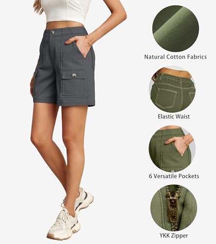 Lepunuo SHORTS FOR WOMEN Baggy Casual Elastic Waist Shorts Relaxed Fit Stretch Cargo Shorts thumb #1