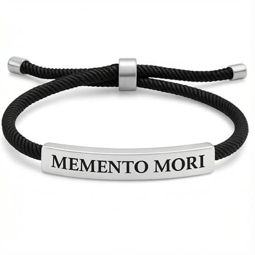 Pulsera Memento Mori con placa grabada y cuerda ajustable miniatura 1