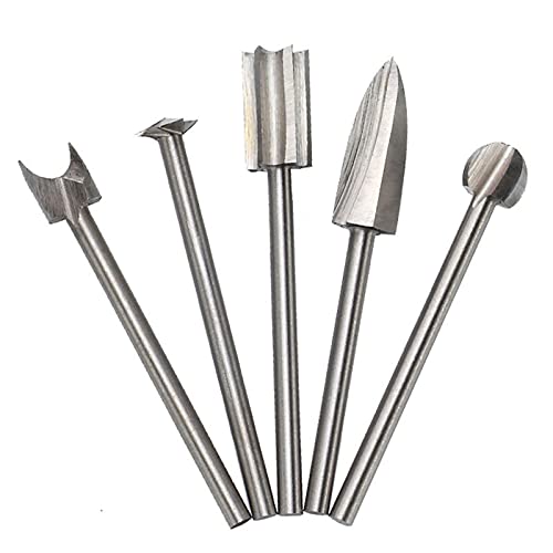 Qiguch66 5Pcs Woodworking Drill Bits Engraving Cutter Milling Root Wood Carving Tool Kit cover