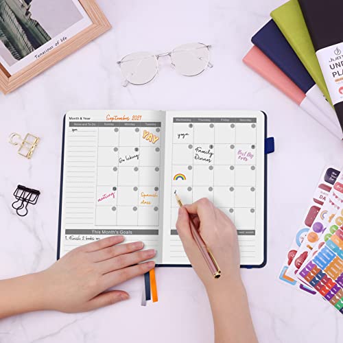 Jubtic Weekly Planner For 2023 2024 Undated Planner Weekly And Monthly Appointment Book For Time Management Productivity Daily Planners Agenda Calendar To Do List Notebook A5 Organization Journal With Stickers (Dark Blue) #TOP5