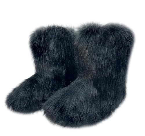Bottes de neige mi-mollet Ulalaza en daim pour femme avec doublure fourrure