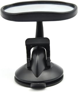 Shatterproof with Suction Cup Baby Seat Mirror Rear Facing for Car | Adjustable Joint, Wide Angle Optic Plane View, Black Finish, PP PVC ABS Glass Parts, Baby Rearward Use