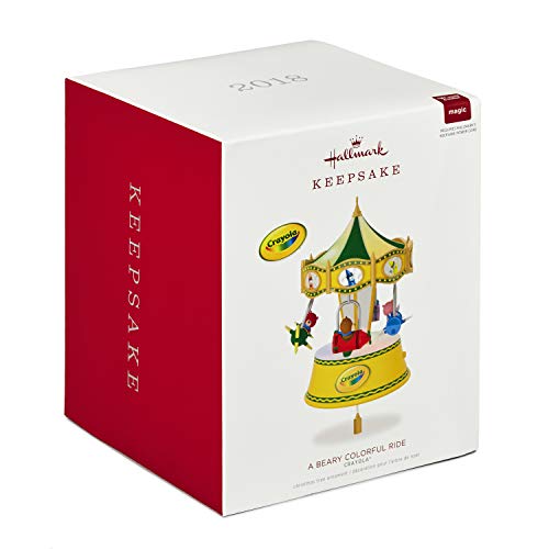 Hallmark Keepsake Christmas Ornament 2018 Year Dated, My First Crayola Crayons Airplane Teddy Bear, A Beary Colorful Ride With Music, Light And Motion #TOP2