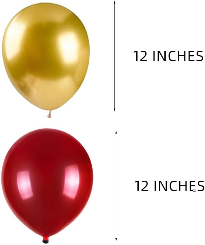 50pcs Red and Gold balloons, 12inch Red Gold Ruby Thick Latex Balloons for Wedding Birthday Baby Shower Party Decorations - Image 2