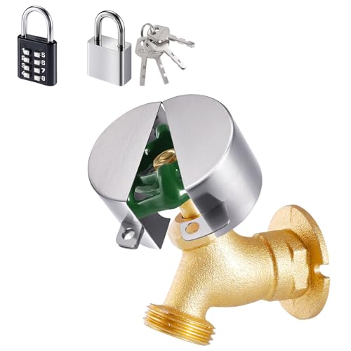 DOCEPERT Wasserhahn Schloss,Wasserhahn-Set FüR Den AußEnbereich, Edelstahl-Abdeckung FüR Den AußEnhahn, Geeignet FüR Garten, Zimmer Und KüChe Schlauchschloss (2 VorhäNgeschlöSser)