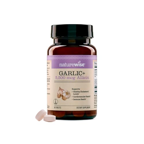 NatureWise Garlic Extract 5500mcg Allicin Supplement, 60 Vegan Tablets
