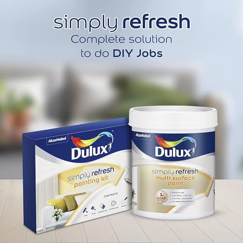 Dulux DIY Simply Refresh Multi Surface Paint Single Coat Washable with Soft Sheen Finish for Wall, Wood & Metal Surfaces -1L (White (5695666))