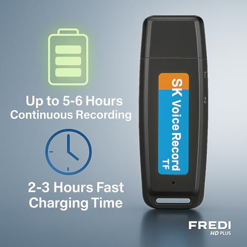 Image of FREDI HD PLUS Voice Recorder Device 8GB Pen Drive Voice Recorder Mini USB Audio Recorder Portable One Click Recording for Lectures Meetings Interviews Clear Sound