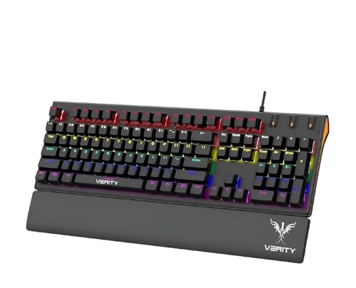 Image of VERITY Eclipse RGB Mechanical Gaming Keyboard with Ergonomic Comfortable Design, Responsive Mechanical Keys & RGB Backlit Lighting for Office, PC Gaming and Daily Use (Black)