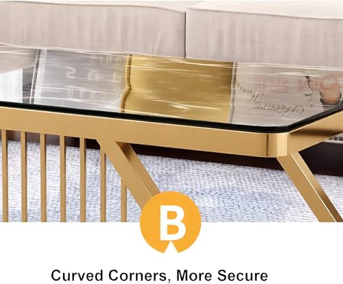 Image of Modern Rectangular Marble-Like Top Coffee Table with Metal Base for Living Room Sofa Center Tea Table for Home & Office Easy DIY Assembly (90 x 48 x 48 cm)(Golden Black)