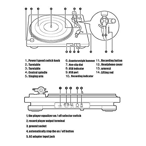 AURADO Tourne-Disque, boîte à Musique Tourne-Disque Vinyle vers Haut-parleurs USB Platine Vinyle à entraînement par… - Les Beatles, Paul McCartney, John Lennon, RIngo Starr, George Harrison AURADO Tourne-Disque, boîte à Musique Tourne-Disque Vinyle vers Haut-parleurs USB Platine Vinyle à entraînement par… – Image 4