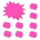 CIYODO 30 Etiquetas de Precio Adhesivas Forma de Explosión Fluorescentes, Color Rosa, Tamaño 10x (10 Unidades por Paquete), para Comercio, Tiendas Minoristas y Supermercados