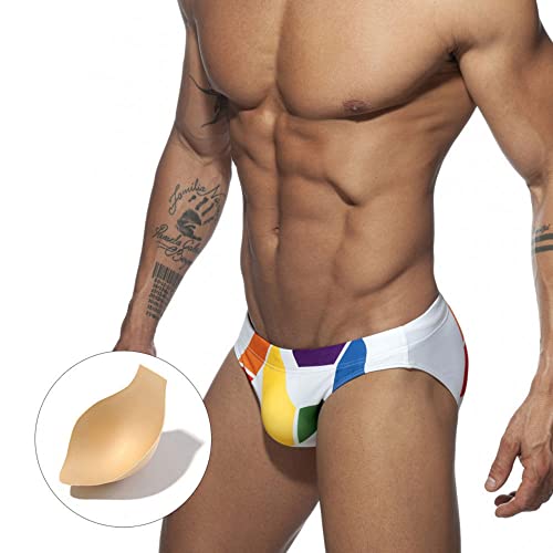 Men's Pride Rainbow Swimming Trunks Briefs with Removable Pad Swimwear Elastic Beach Shorts Boxers Underwear2