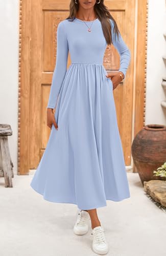 BTFBM Casual Long Sleeve Dresses Spring Dresses 2025 Wedding Guest Dress Midi Dress Flowy Bohemian Long Dress