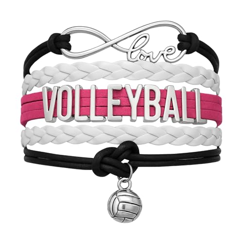 Pink and White Volleyball Bracelet for Girl Women – Love Charm Jewelry Gift for Players, Coaches, and Teams – Great for Birthdays and Graduation