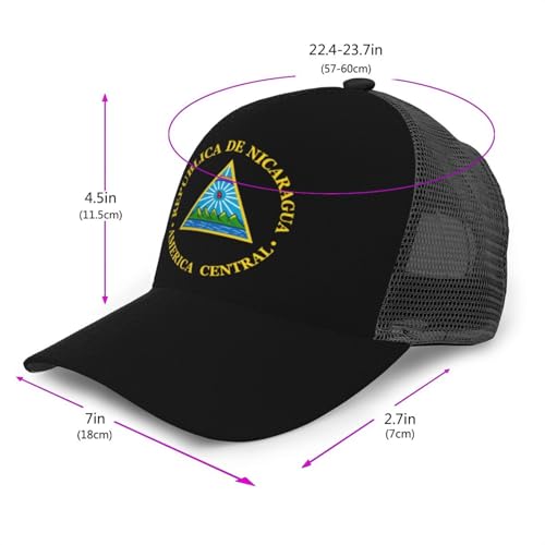 Nicaragua National Emblem Mesh Baseball Cap - Classic Adjustable Peaked Cap, Trucker Hat for Men and Women3