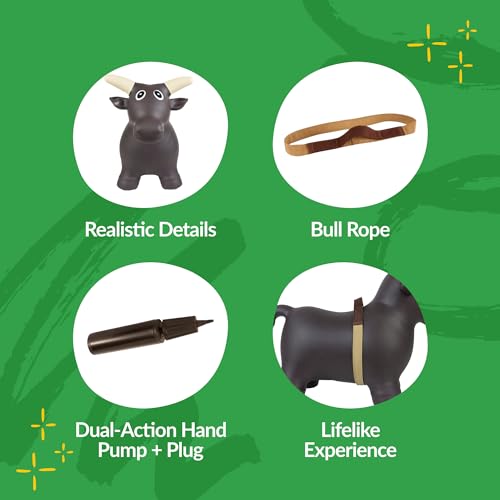 Big Country Toys Lil’ Bucker Bull Kids Toys - Rodeo Ride On Toys for 18 Months to 3+ Years - Bouncy Animals for Toddlers - Inflatable Kids Hopper Toy with Hand Pump