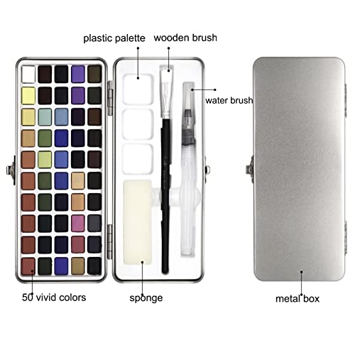 Woocolor Watercolor Paint Set, 50 Vivid Colors In Portable Box Include Brush Palette Sponge, Pocket Travel Watercolor Set For Kids Adults Hobbyists And Beginners, Watercolor Supplies #TOP1