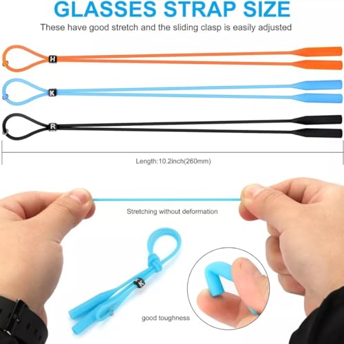 Kit 10 Cordinha Óculos Cordão Moda Corrente Silicone Salva Cor: Preto
