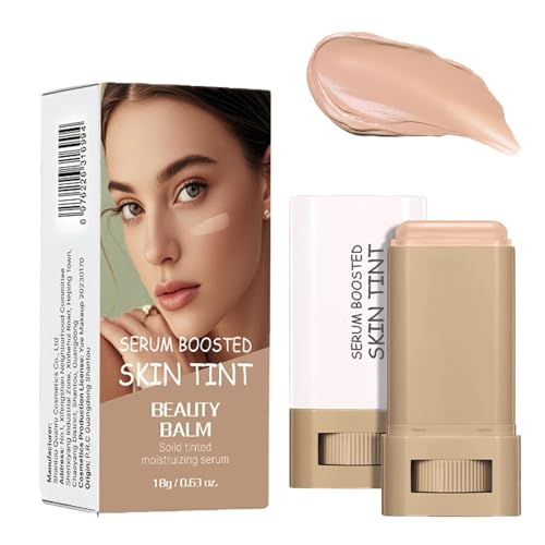 Hydrating Skin Tint Foundation Stick –Serum Boosted Cream Balm Makeup Stick with Full Coverage &Natural Finish –Lightweight Non Greasy Tinted Moisturiser for Face Daily Wear All Skin Types (Natural)