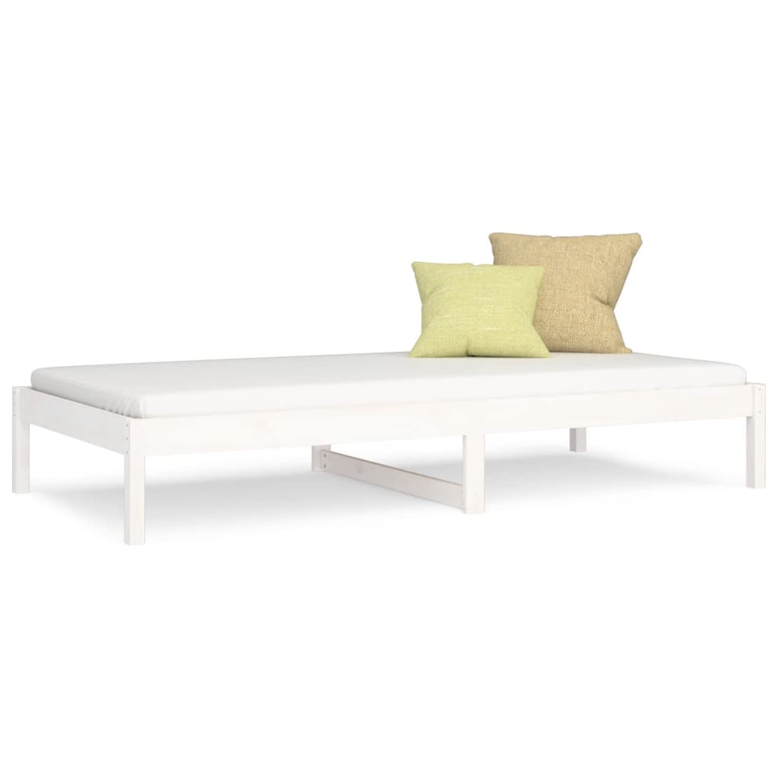 Homgoday Dormeuse bez materaca biały 90 x 200 cm lite drewno sosna, sofa rozkładana, sofa rozkładana, gotowe łóżko, rama sofy, łóżko fotelika model 820413IT