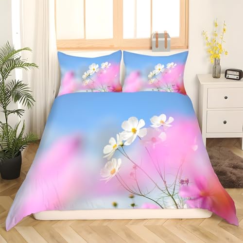 Housse couette microfibres douce 200x200 fleurs avec fermeture éclair - 3